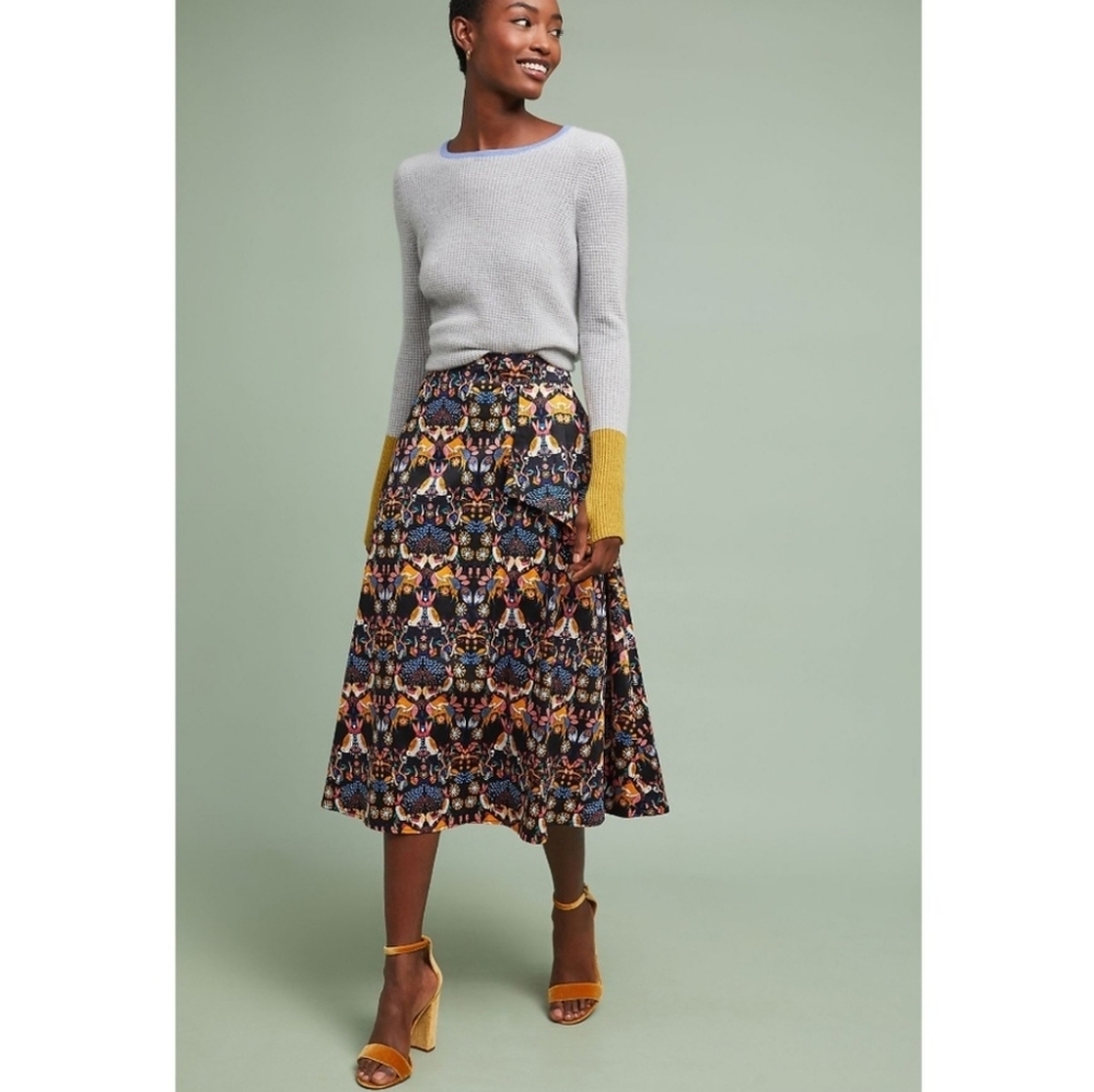 Whimsy Midi Skirt Anthrogologie Eva Franco Fox Hound Woodland 00 Petite
